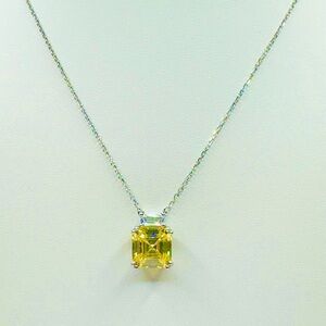 Canary Yellow Pendant on 18K Gold and Sterling Silver Chain